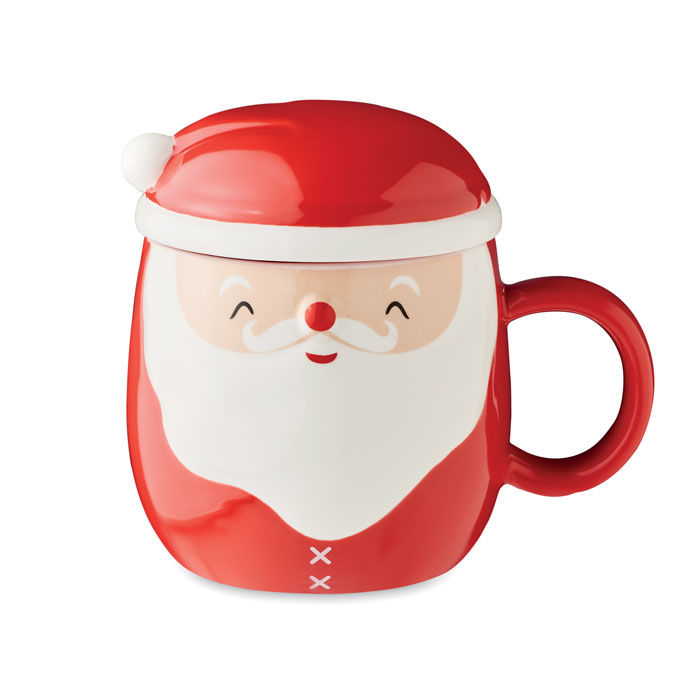 Mug publicitaire de Noël avec couvercle Santa 