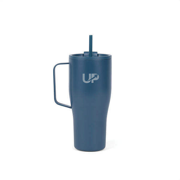 Mug paille publicitaire|Voyager Bleu marine