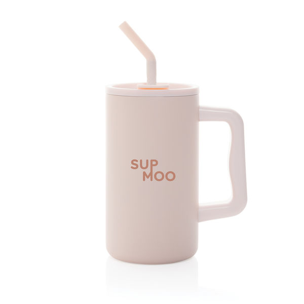 Mug paille publicitaire|Cube Rose