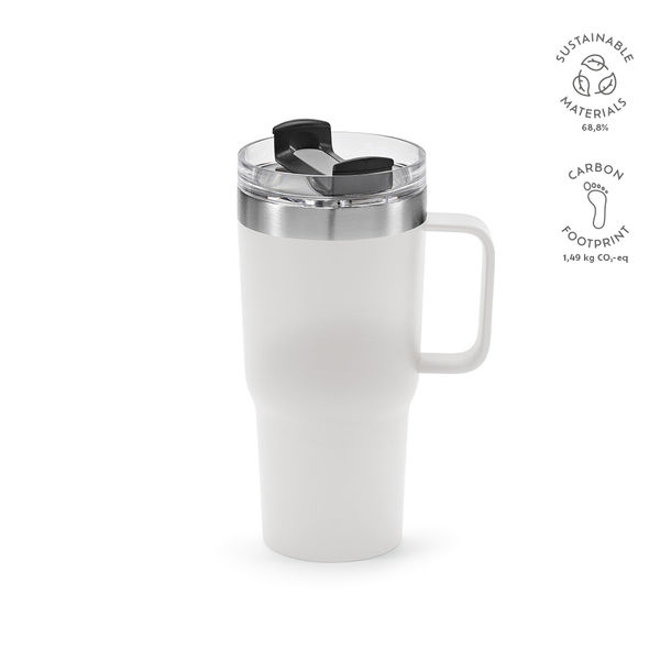 Mug en acier recyclé double paroi 580 ml publicitaire | Neman Blanc