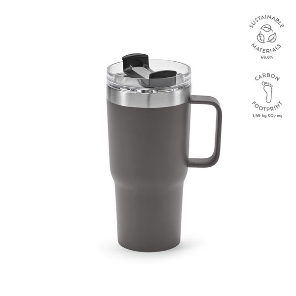 Mug en acier recyclé double paroi 580 ml publicitaire | Neman Gris