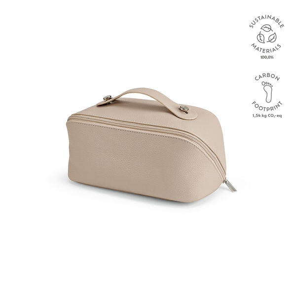 Trousse de toilette en cuir recyclé publicitaire | Macao Beige