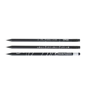 Crayon à papier noir/blanc en bois publicitaire personnalisé