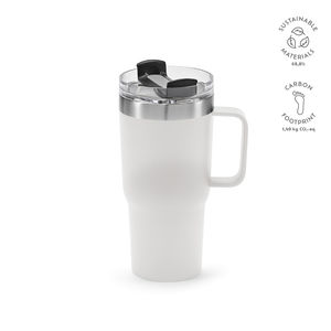 Mug en acier recyclé double paroi 580 ml publicitaire | Neman Blanc