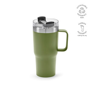 Mug en acier recyclé double paroi 580 ml publicitaire | Neman Vert militaire